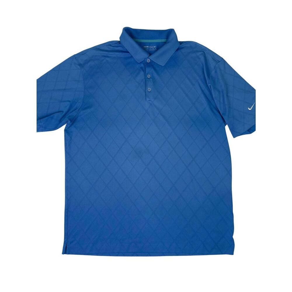 Nike Golf Dri-FIT Mens XL Blue Argyle Polo Shirt